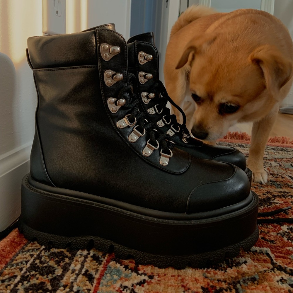 New Koi Hydra Black Matrix Platform Boots